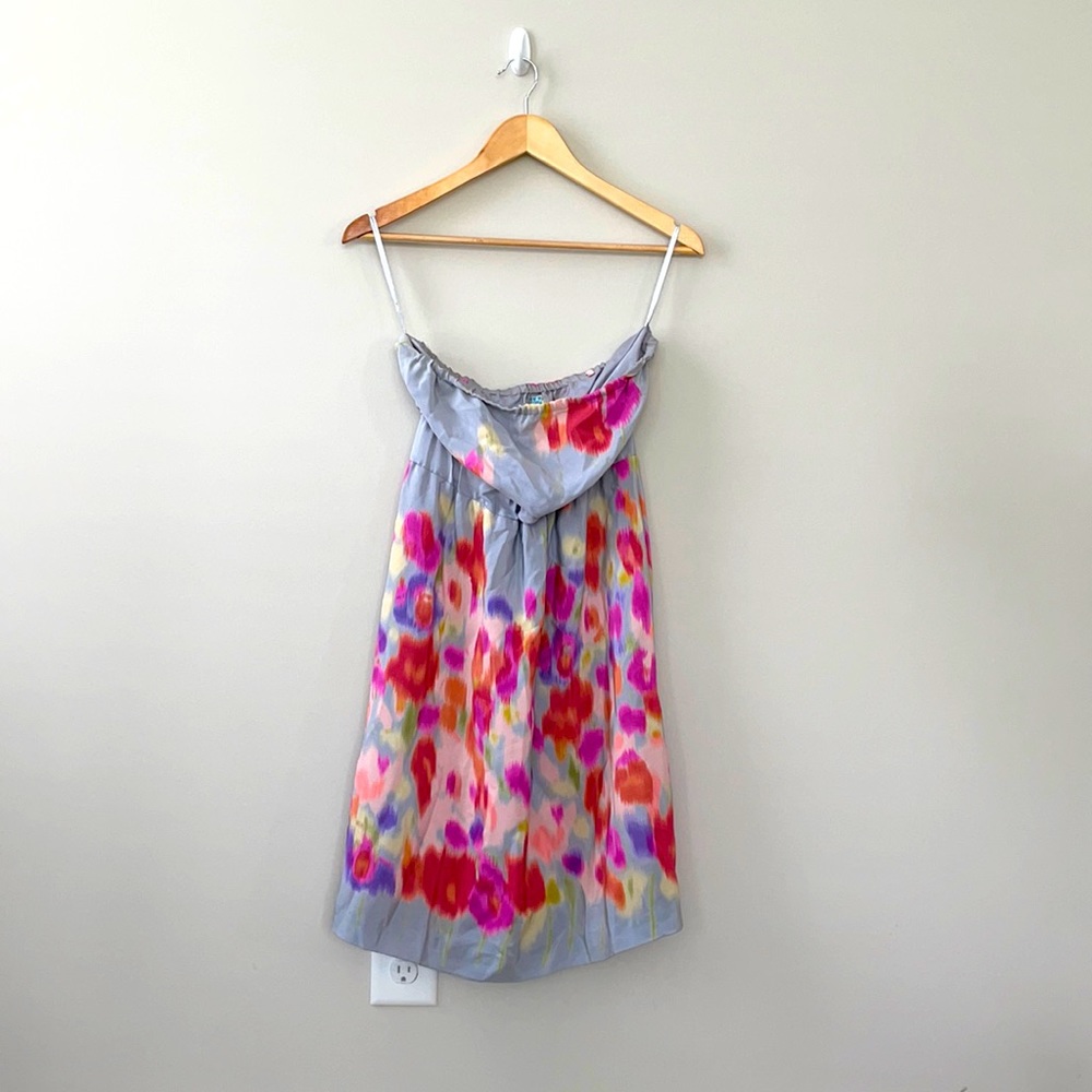 Anthropologie Silk Strapless Watercolor Dress